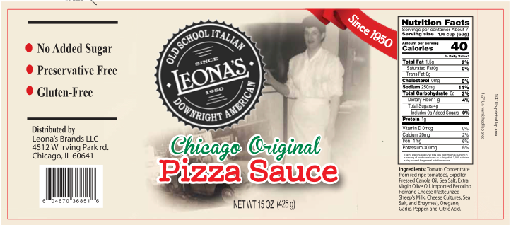 Leona's Original Pizza sauce